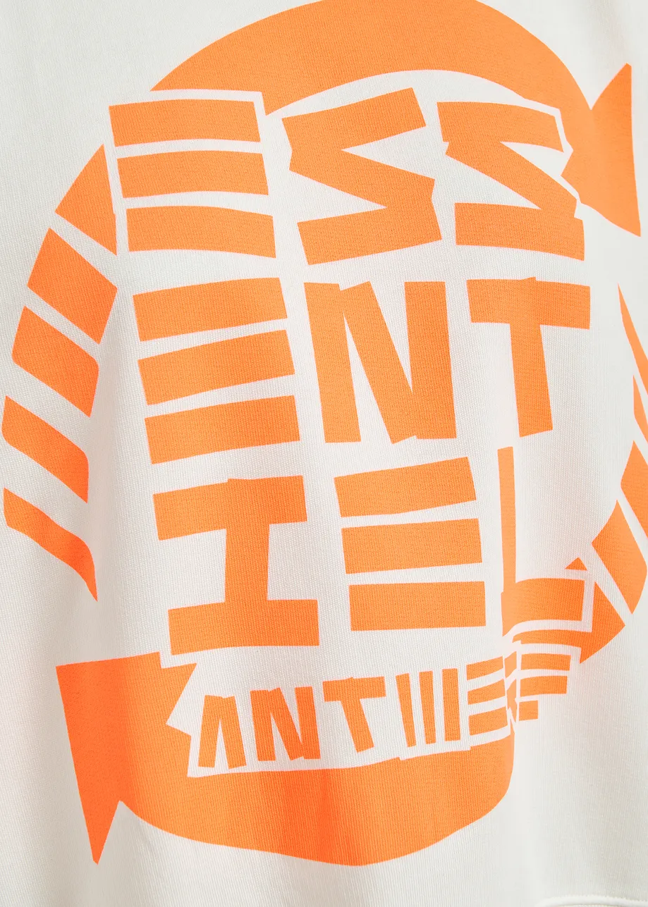 Sweatshirt en coton bio blanc cassé avec texte