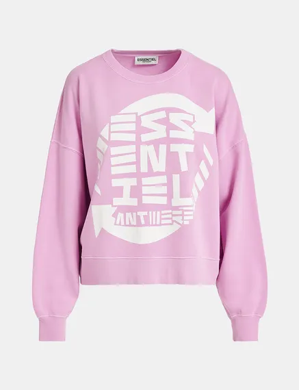 Sweatshirt en coton bio lilas avec texte