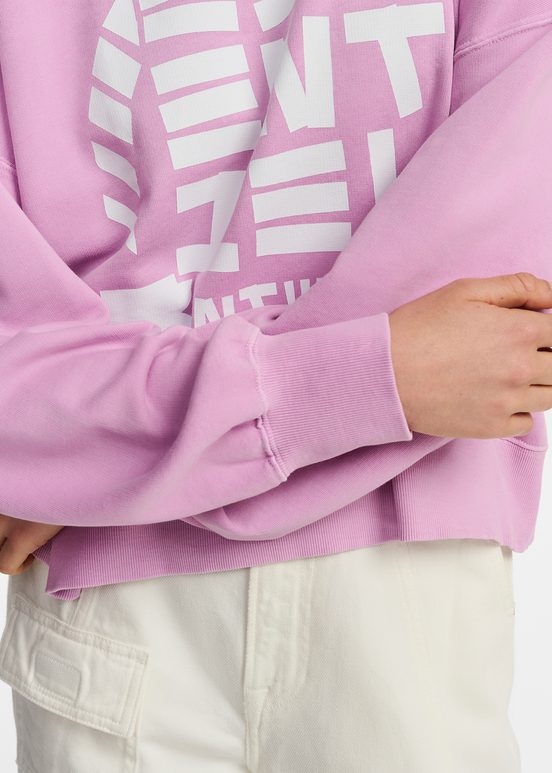 Sweatshirt en coton bio lilas avec texte