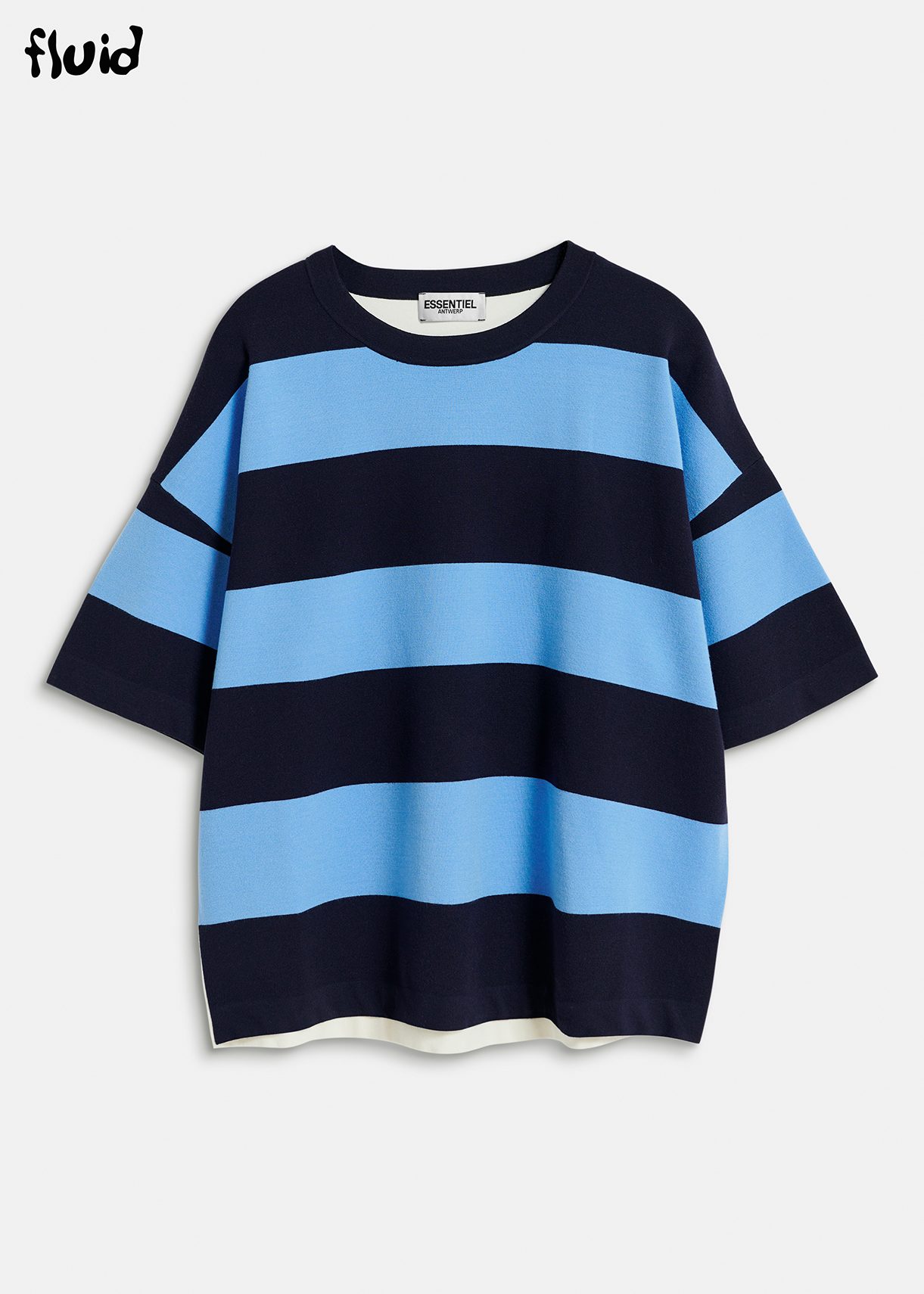 Blue and navy blue striped knit sweater