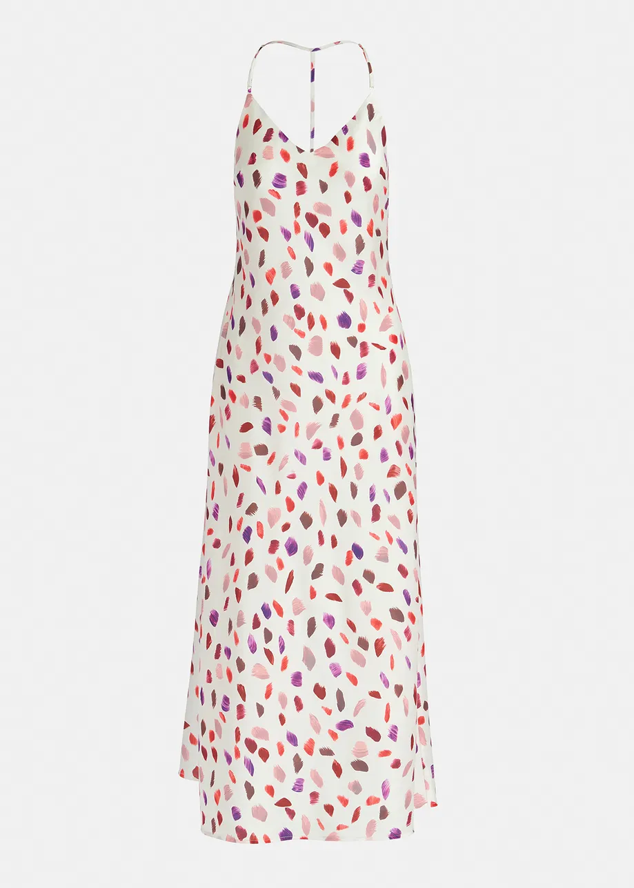 Gebroken witte cami-jurk met abstracte print