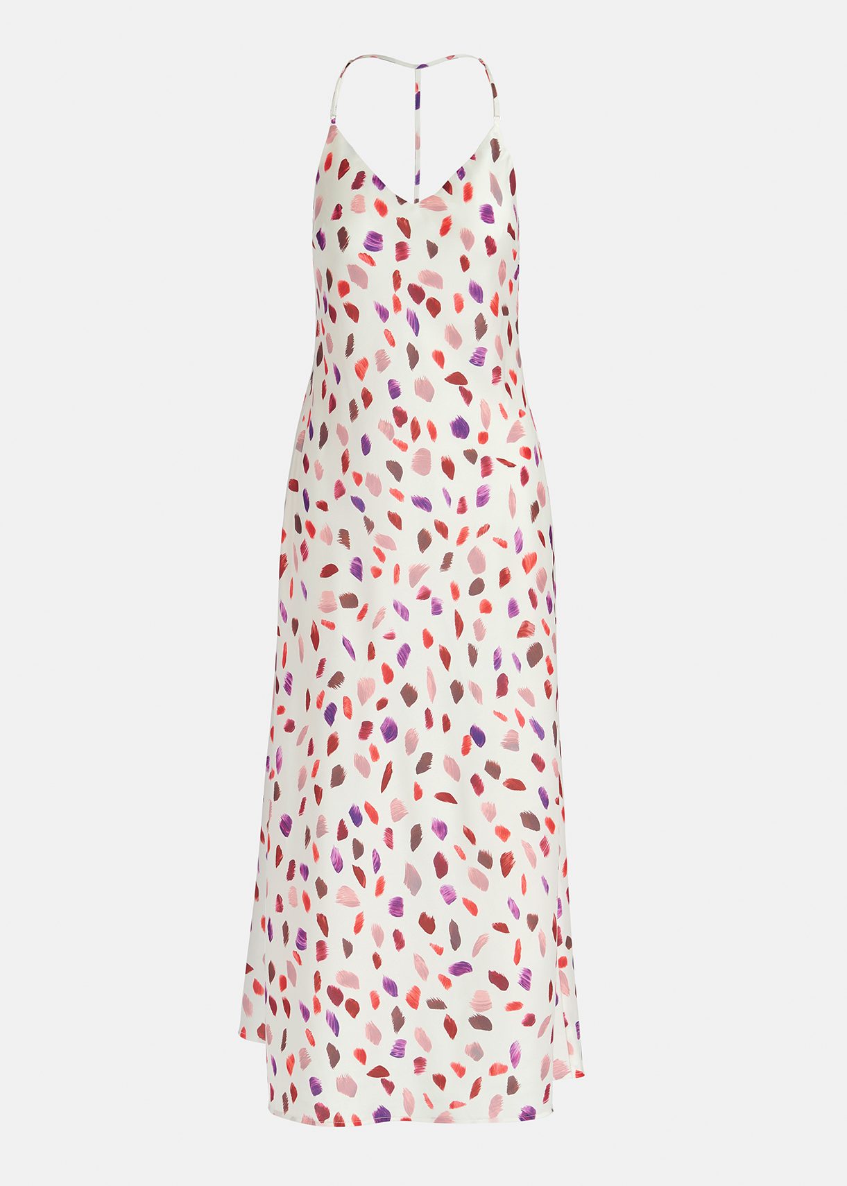 Off-white maxi-length slip dress with abstract print