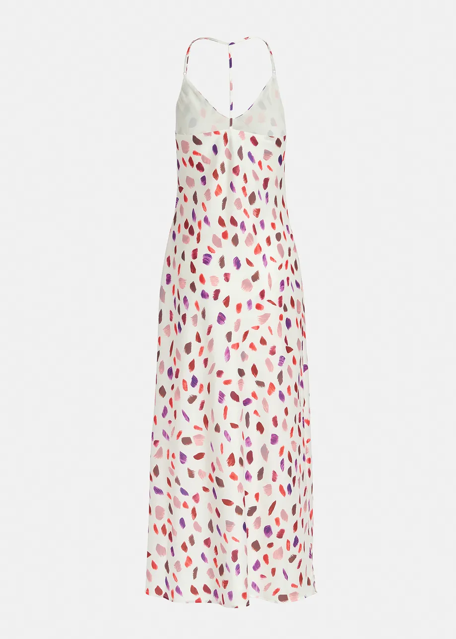 Gebroken witte cami-jurk met abstracte print