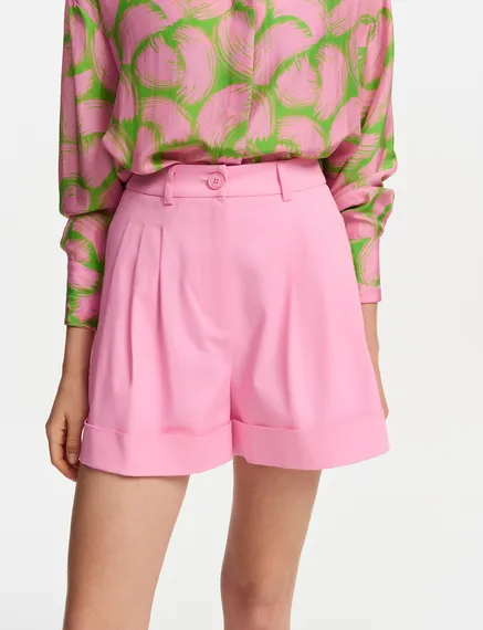 Pink wide-leg shorts