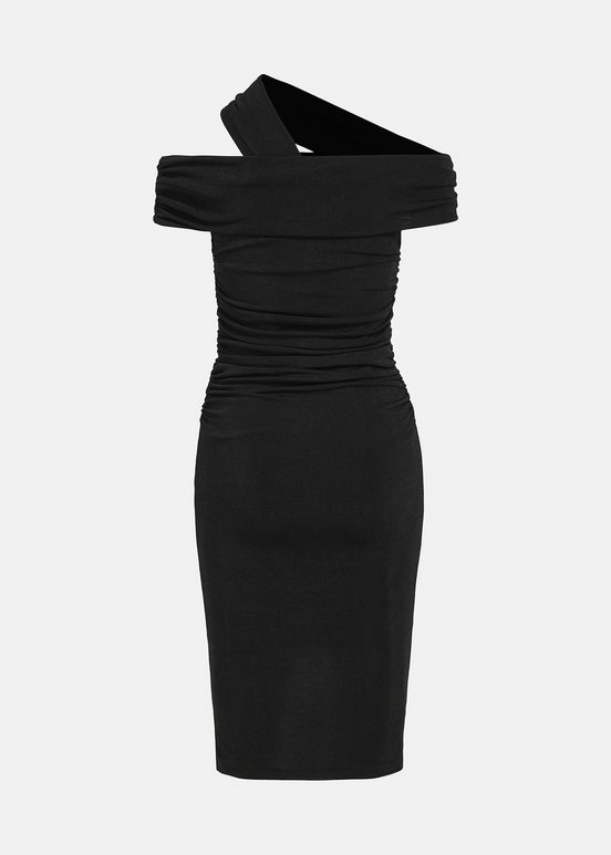 Black stretch-jersey midi-length dress