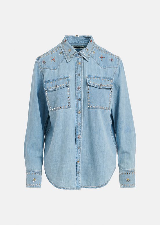 Chemise en jean bleu à rivets