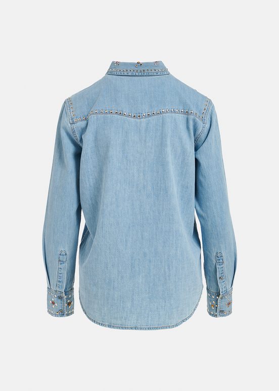 Blue denim shirt with stud embellishments