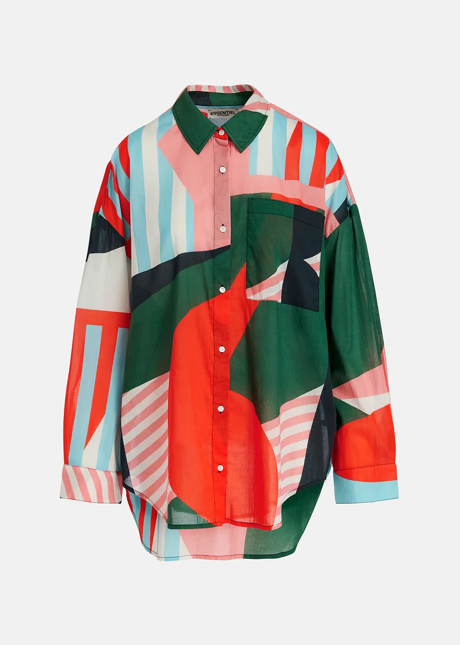 Multicolor cotton shirt with abstract print