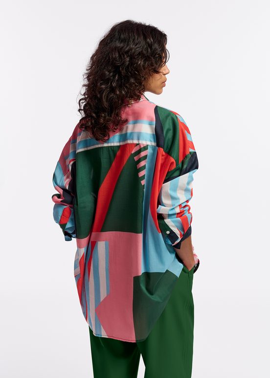 Multicolor cotton shirt with abstract print 