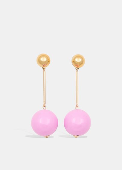 Gold-tone and pink sphere earrings