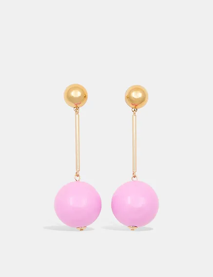 Gold-tone and pink sphere earrings