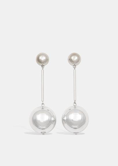 Silver-tone sphere earrings