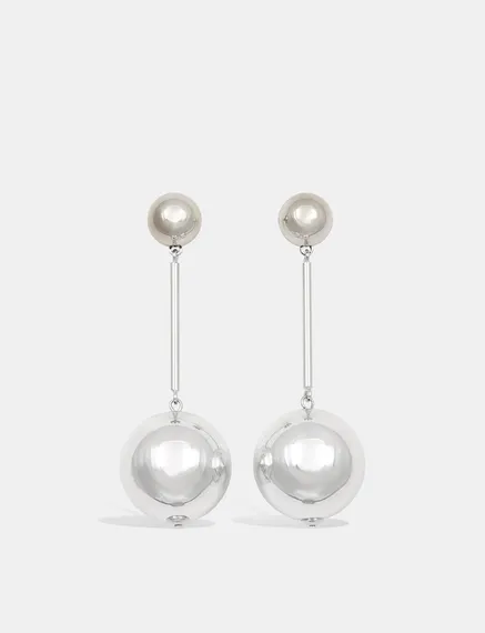 Silver-tone sphere earrings