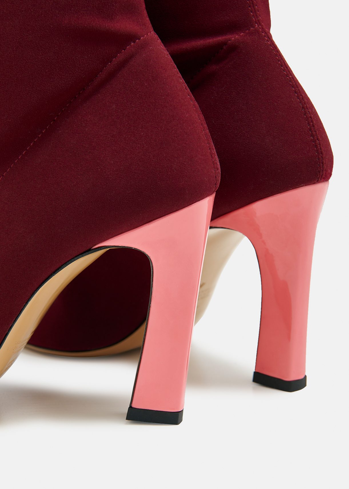 Burgundy block outlet heel boots