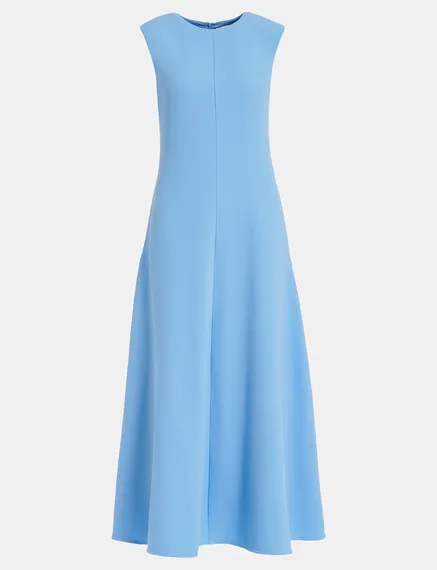 Blue A-line maxi-length dress