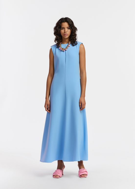 Blue A-line maxi-length dress