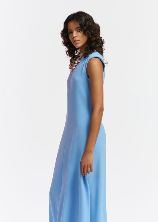 Blue A-line maxi-length dress