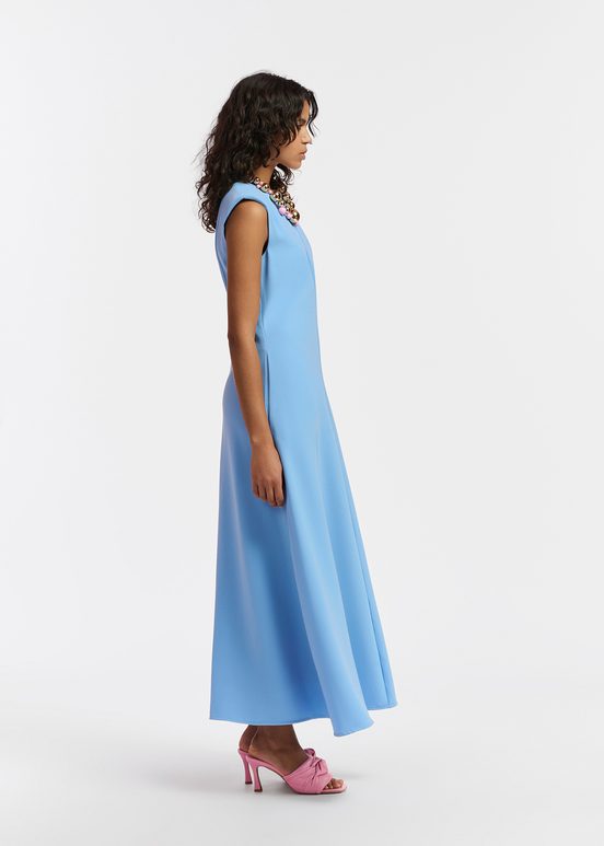 Blue A-line maxi-length dress