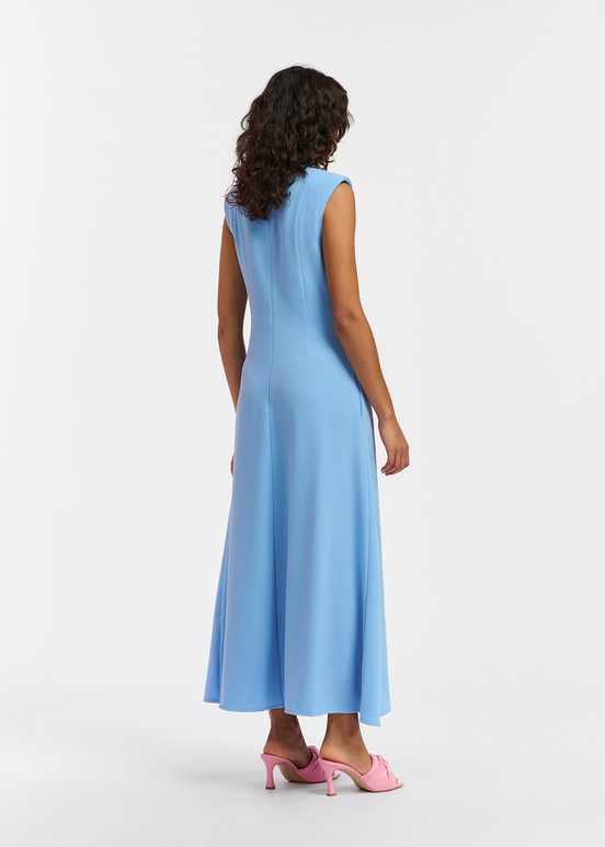 Blue A-line maxi-length dress