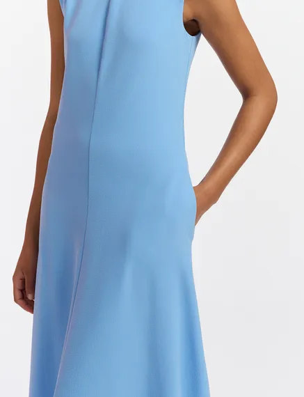 Robe maxi évasée bleue