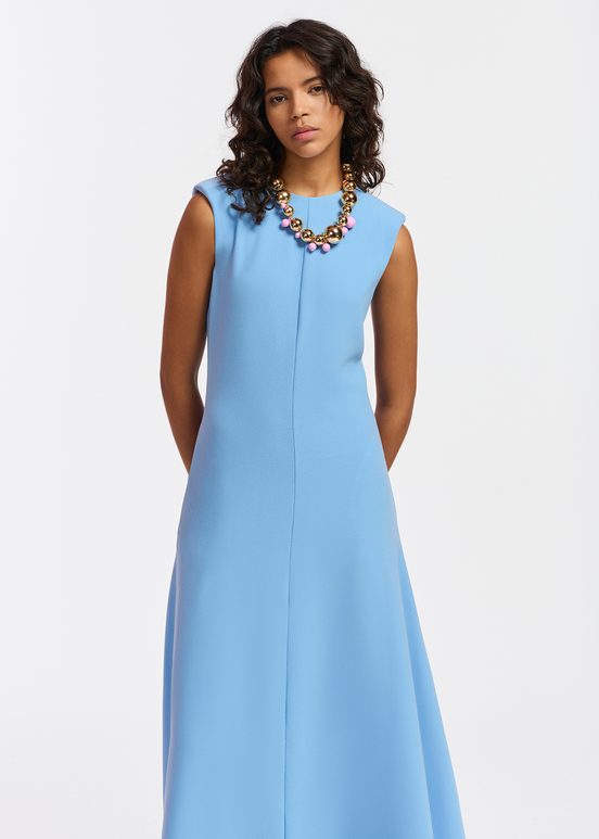 Blue A-line maxi-length dress