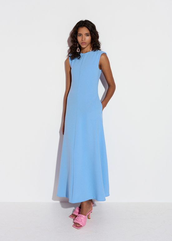 Blue A-line maxi-length dress