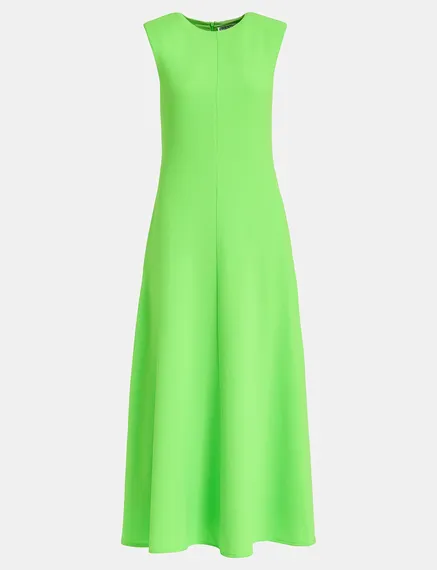 Robe maxi évasée vert fluo