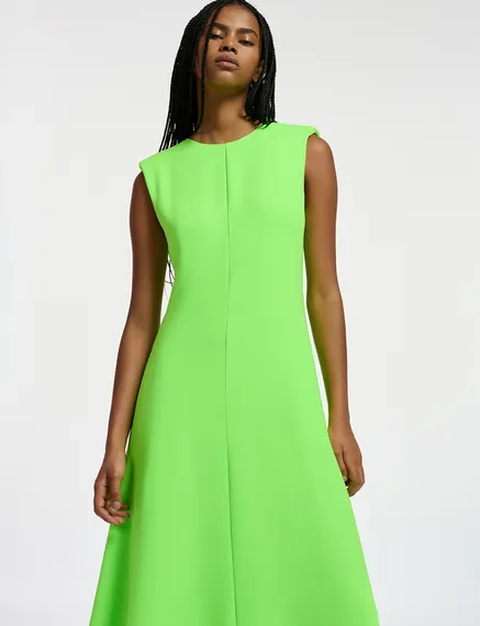 Robe maxi évasée vert fluo