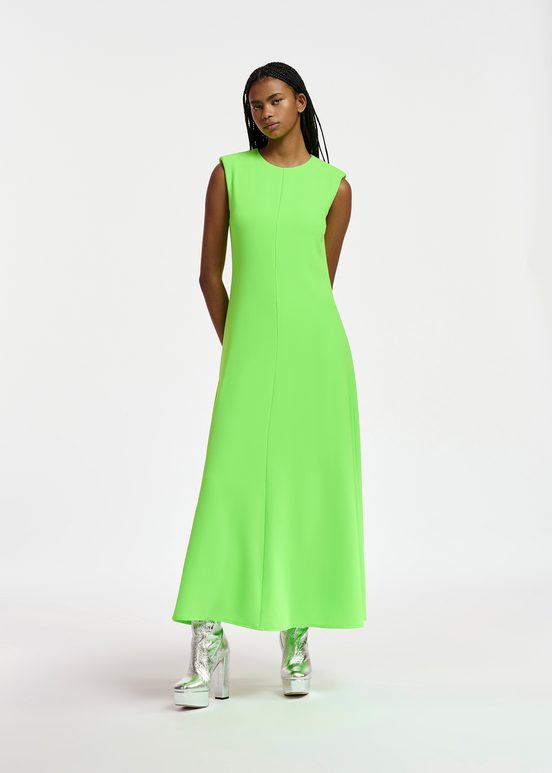 Robe maxi évasée vert fluo