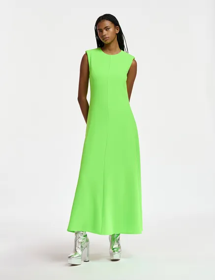 Robe maxi évasée vert fluo