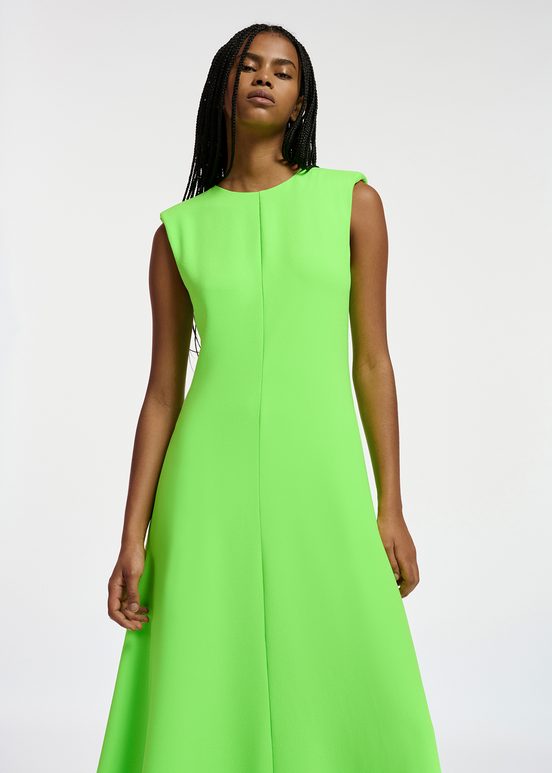 Robe maxi évasée vert fluo