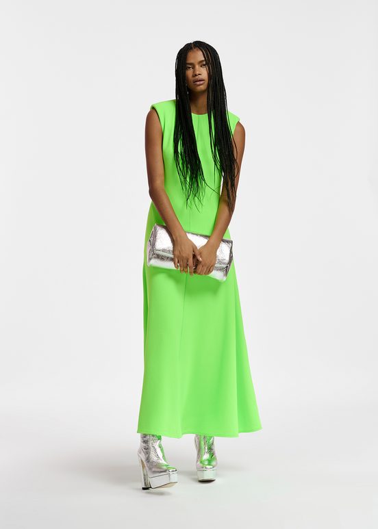 Neon green A-line maxi-length dress