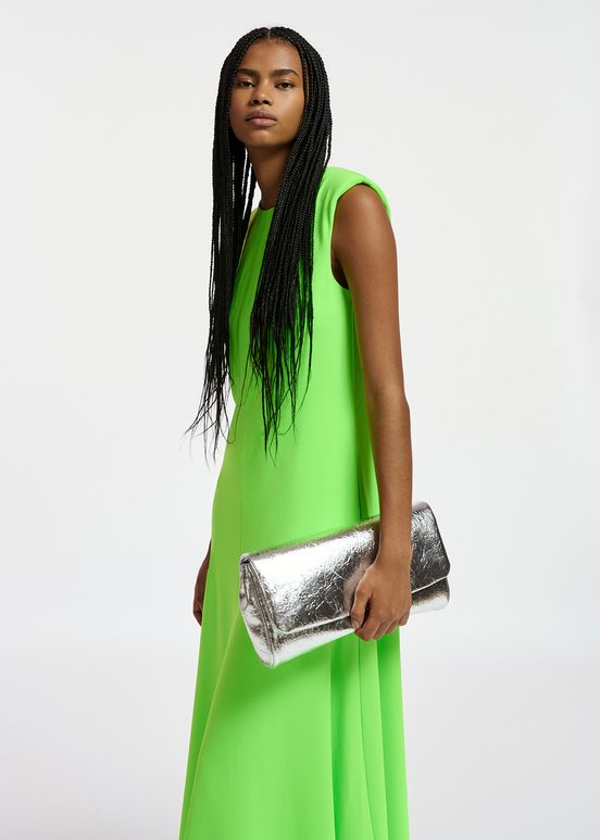 Neon green A-line maxi-length dress