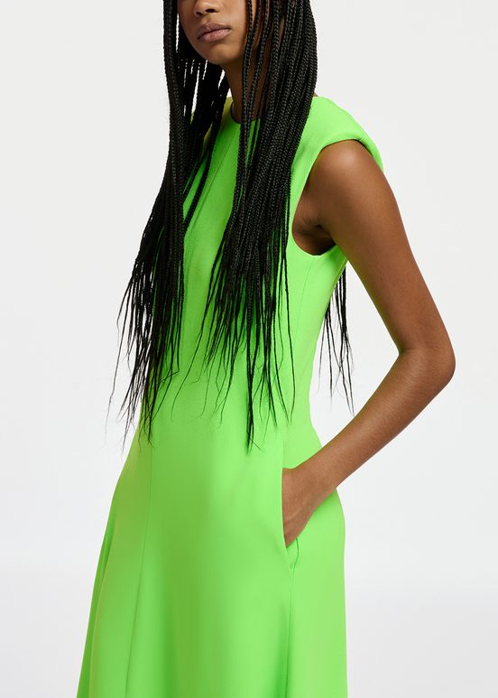 Robe maxi évasée vert fluo