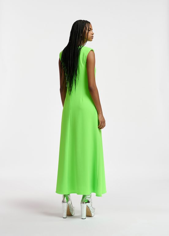 Neon green A-line maxi-length dress