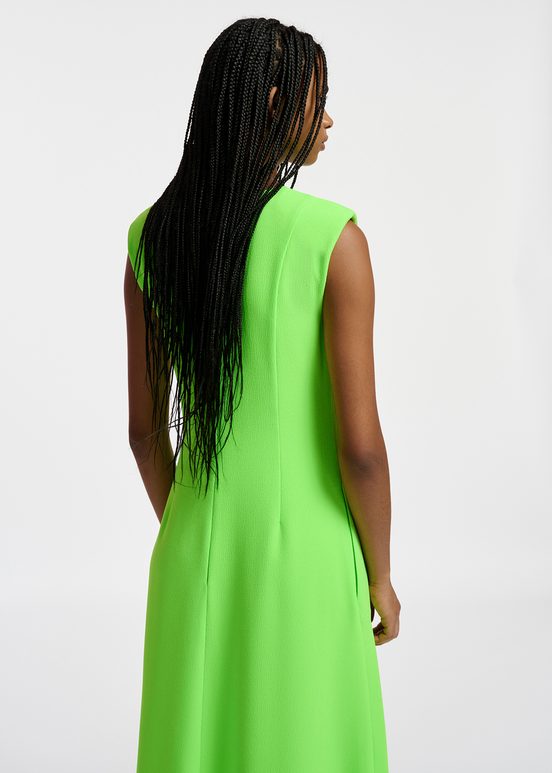 Robe maxi évasée vert fluo