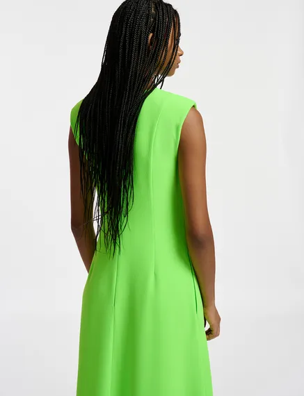 Robe maxi évasée vert fluo