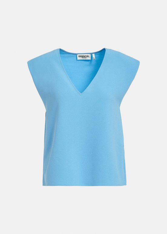 Blue sleeveless V-neck top