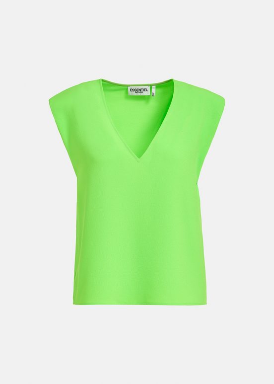 Neon green sleeveless V-neck top