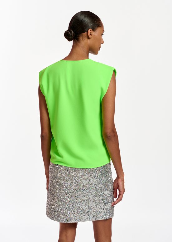 Neon green sleeveless V-neck top