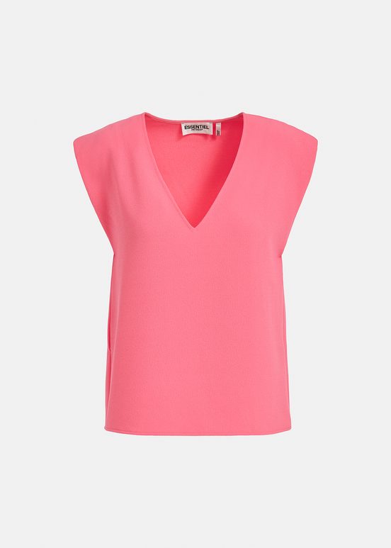 Roze mouwloze top met V-hals