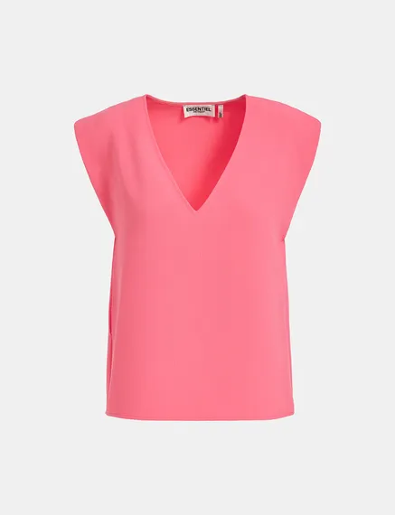 Roze mouwloze top met V-hals