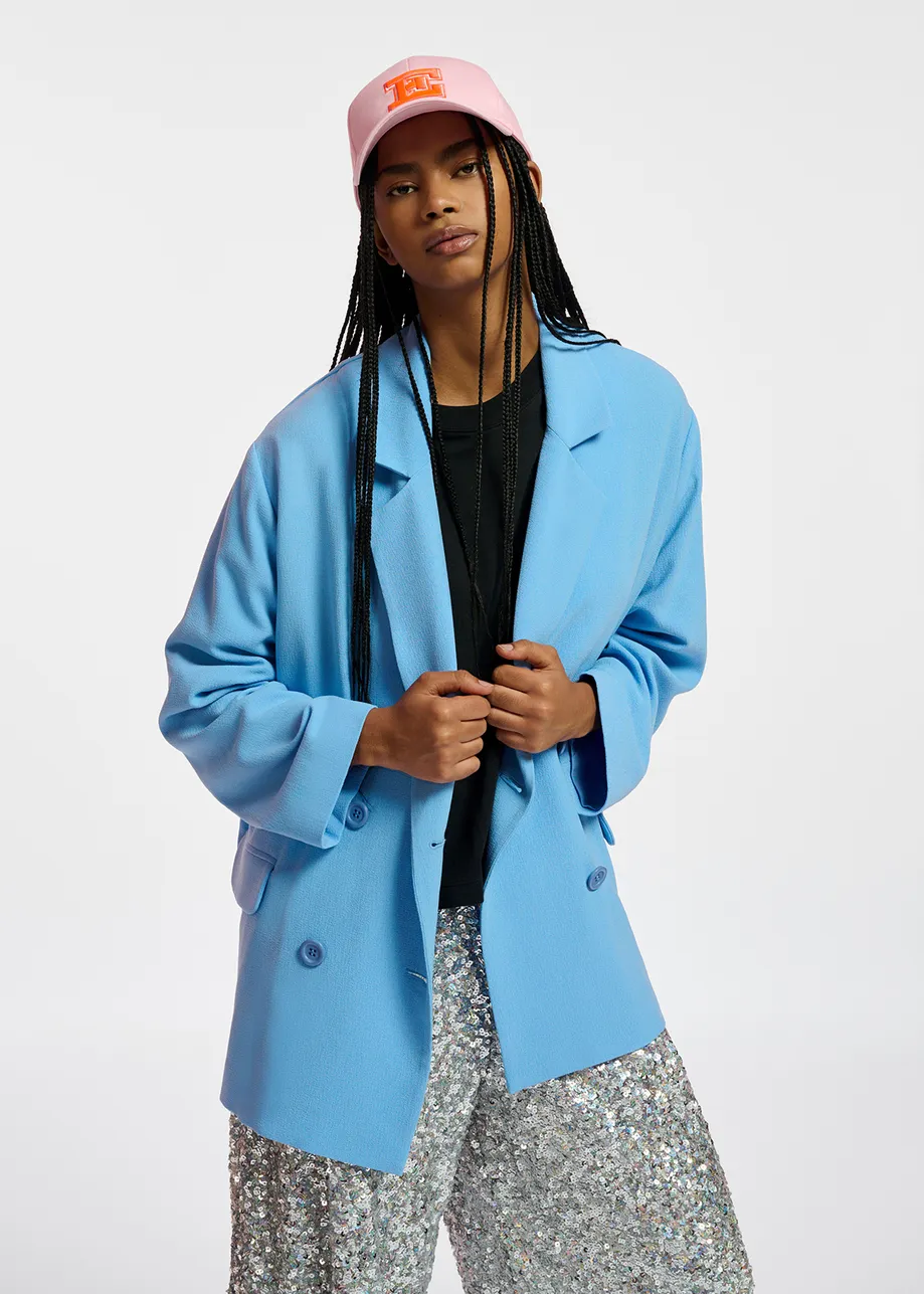 Blue double-breasted blazer