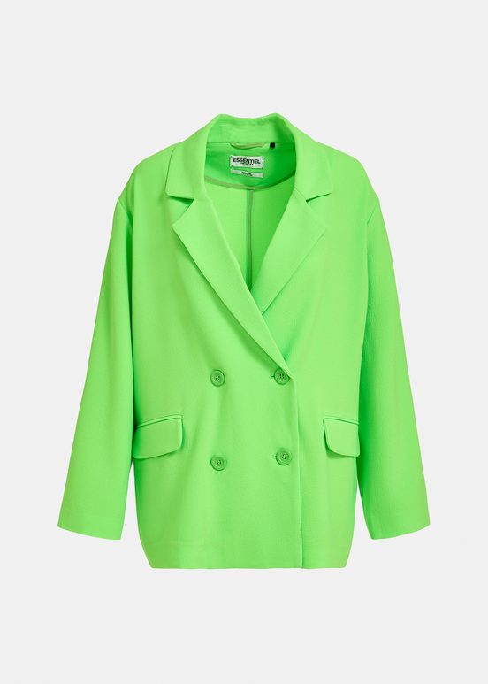 Neon green double-breasted blazer