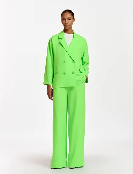 Fluogroene gekruiste blazer