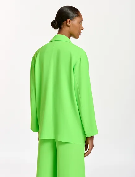 Fluogroene gekruiste blazer