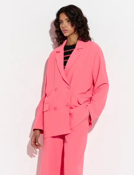 Roze gekruiste blazer