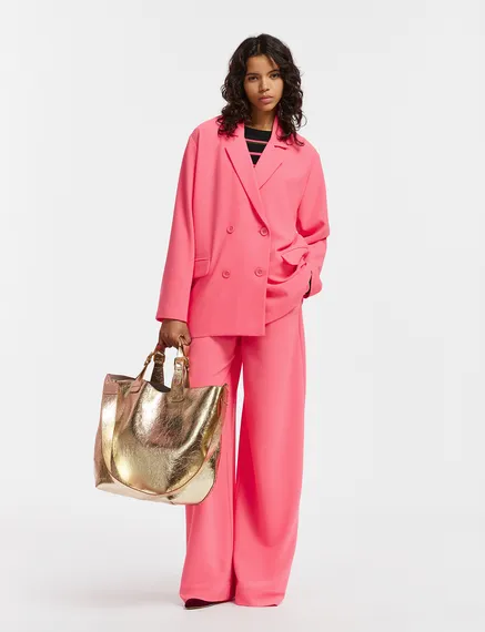 Roze gekruiste blazer