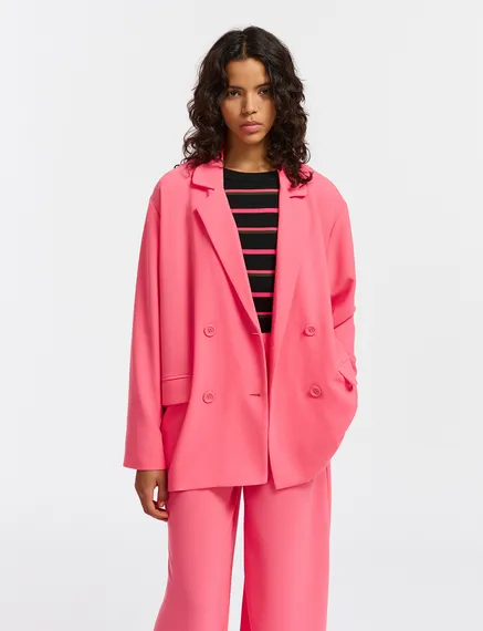 Pink double-breasted blazer