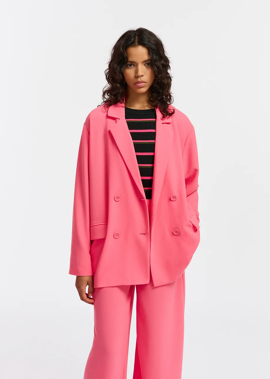 Pink double-breasted blazer